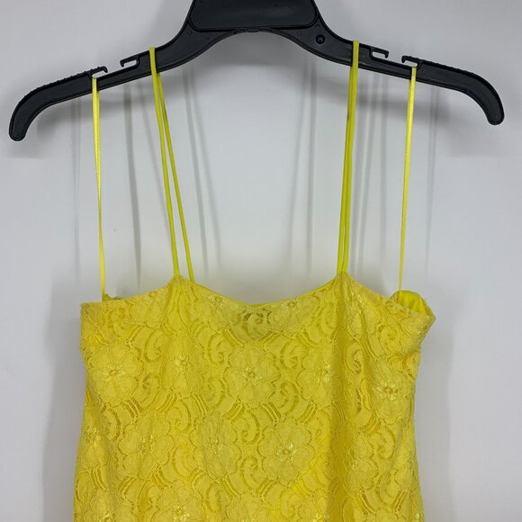 Revolve NSR Dress Midi Yellow Lace Floral Twist Front Sleeveless - Picture 11 of 16